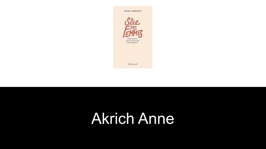 livres de Akrich Anne