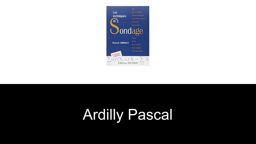 livres de Ardilly Pascal