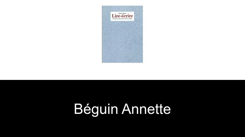 livres de Béguin Annette