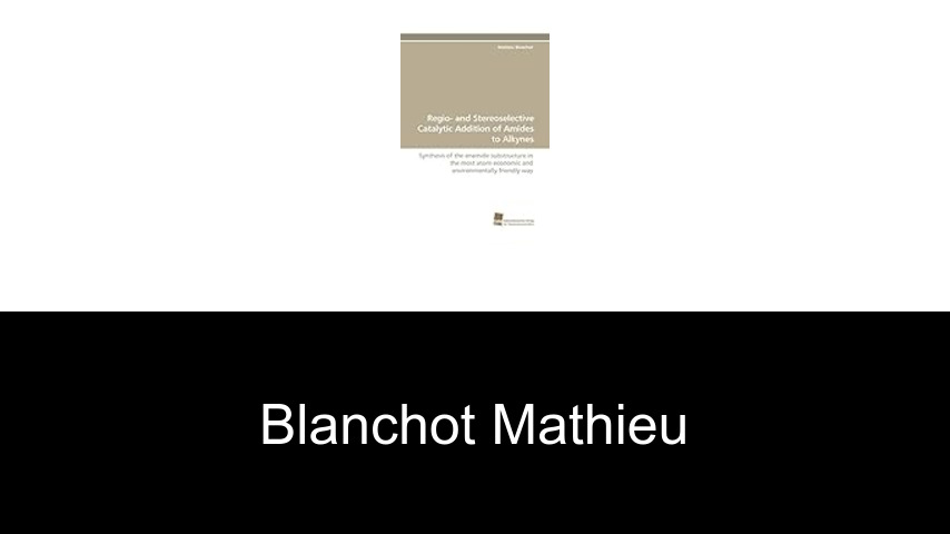livres de Blanchot Mathieu