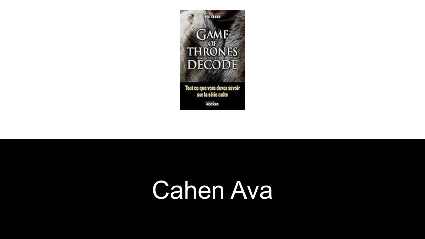 livres de Cahen Ava