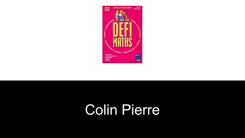 livres de Colin Pierre