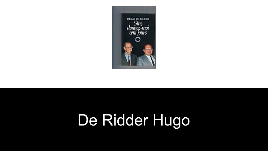 livres de de Ridder Hugo