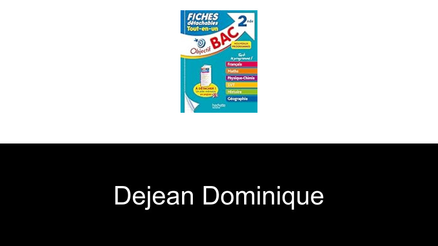 livres de Dejean Dominique