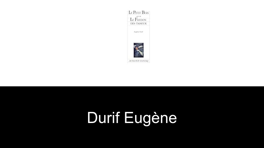 livres de Durif Eugène