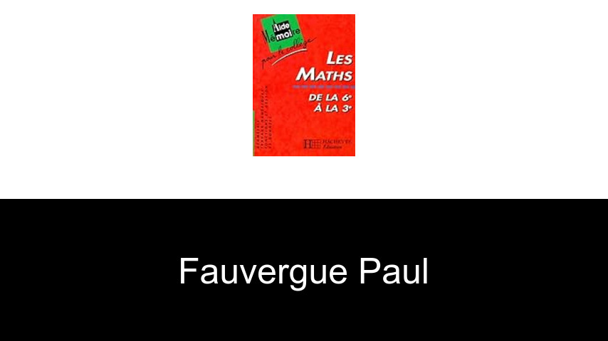 livres de Fauvergue Paul
