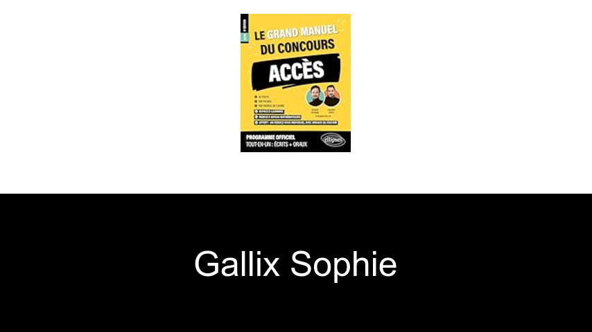livres de Gallix Sophie