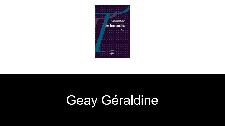 livres de Geay Géraldine