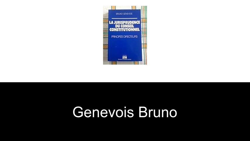 livres de Genevois Bruno