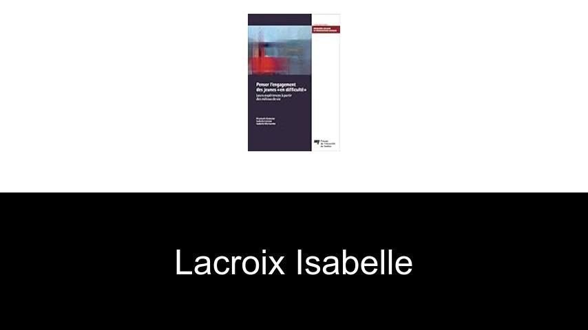 livres de Lacroix Isabelle