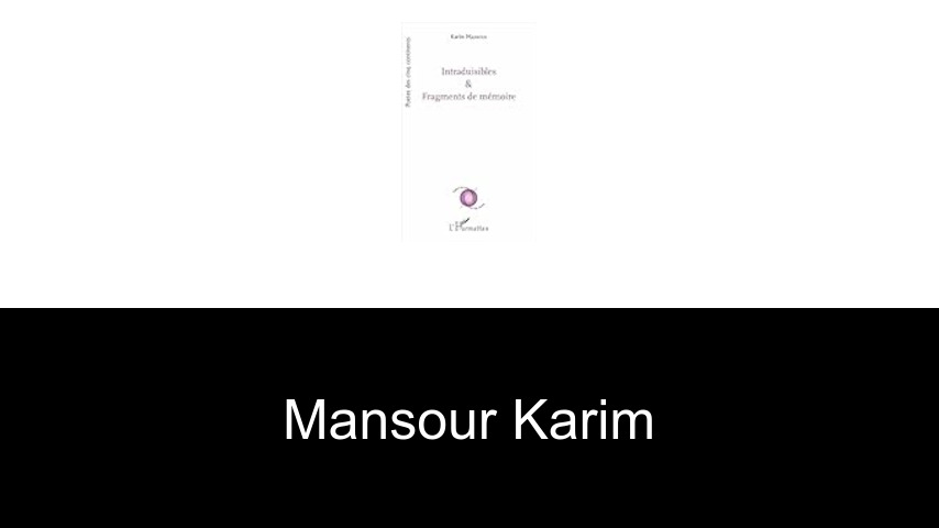 livres de Mansour Karim