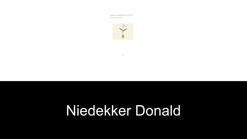 livres de Niedekker Donald