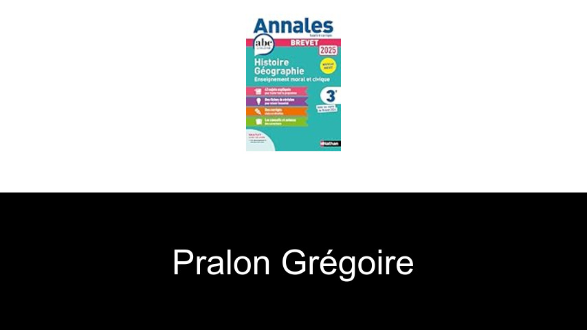 livres de Pralon Grégoire