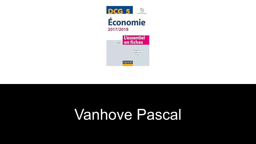 livres de Vanhove Pascal