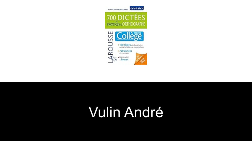 livres de Vulin André